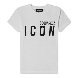 DSQUARED2 Boys Icon T Shirt Kids Regular Fit T-Shirts White DQ100 for sale