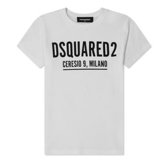 DSQUARED2 Boys Logo T-Shirt Kids Regular Fit T-Shirts White DQ100 for sale