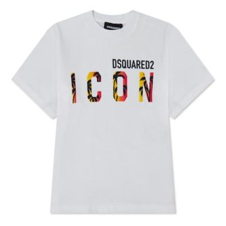 DSQUARED2 Boys Palm Icon T-Shirt Kids White Dq100  for sale