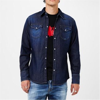 DSQUARED2 Classic Western Shirt Men Navy  for sale