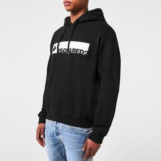 DSQUARED2 Cool Fit Hoodie Men OTH Hoodies Black/White 961 for sale