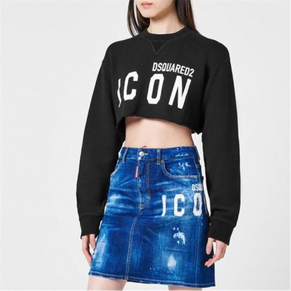 DSQUARED2 Cropped Icon Print Sweatshirt Women Black 965  for sale