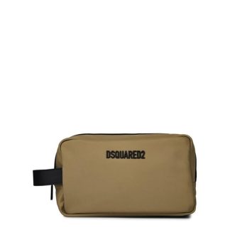 DSQUARED2 DSQ Cordura Wash Sn34 Unisex Wash Bags Beige/Nero for sale