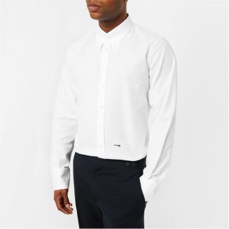 DSQUARED2 DSQ Cotton Shirt Sn34 Men Plain Shirt - Long Sleeve White 100 for sale