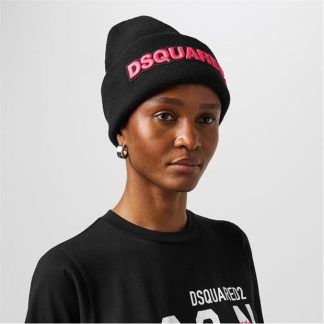 DSQUARED2 DSQ Lgo Beanie Ld34 Women Black/Pink  for sale