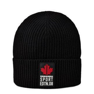 DSQUARED2 DSQ Logo Beanie Jn34 Unisex Black Dq900  for sale