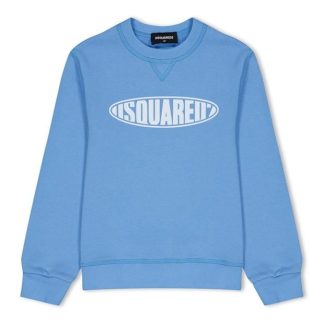 DSQUARED2 DSQ Logo Crew Jn42 Kids Crew Sweaters Blue DQ824 for sale