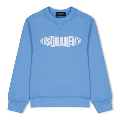 DSQUARED2 DSQ Logo Crew Jn42 Kids Crew Sweaters Blue DQ824 for sale