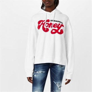 DSQUARED2 DSQ Logo Hoodie Ld99 Women White 100  for sale