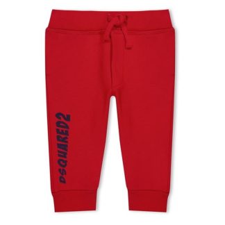 DSQUARED2 DSQ Logo Joggers In34 Kids Closed Hem Fleece Jogging Bottoms Red DQ411 for sale