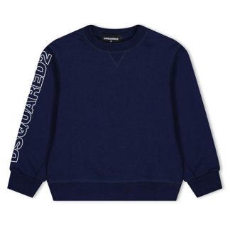 DSQUARED2 DSQ Logo Swt Jn34 Kids Crew Sweaters Blue DQ875 for sale