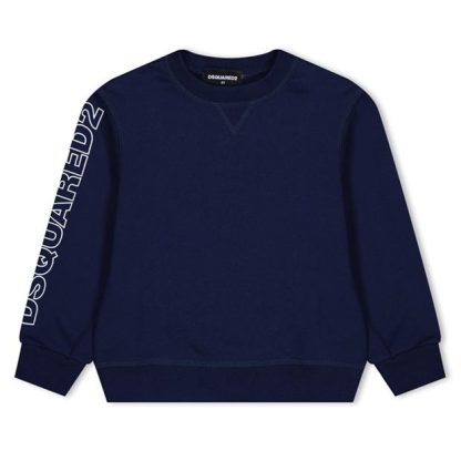 DSQUARED2 DSQ Logo Swt Jn34 Kids Crew Sweaters Blue DQ875 for sale