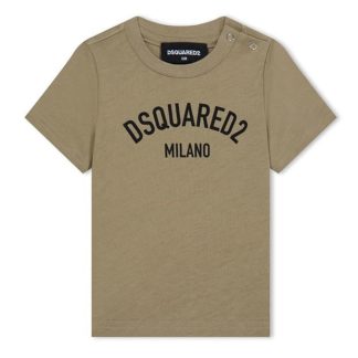 DSQUARED2 DSQ Logo T-Shirt In34 Kids Regular Fit T-Shirts Beige DQ716 for sale