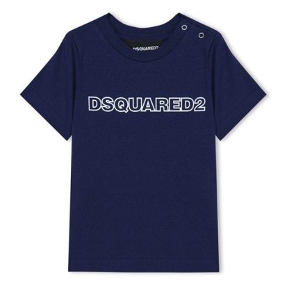 DSQUARED2 DSQ Logo T-Shirt In34 Kids Regular Fit T-Shirts Blue DQ875 for sale