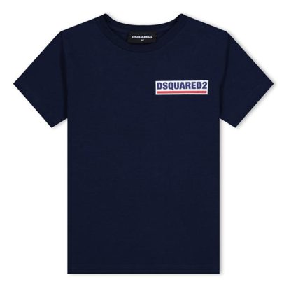 DSQUARED2 DSQ Logo T-Shirt Jn34 Kids Regular Fit T-Shirts Blue DQ875 for sale