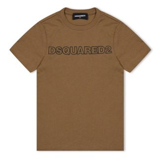 DSQUARED2 DSQ Outline Tee Jn34 Kids Regular Fit T-Shirts Brown DQ769 for sale