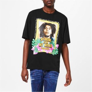 DSQUARED2 Graphic Home Head Print T Shirt Men Regular Fit T-Shirts Black 900 for sale