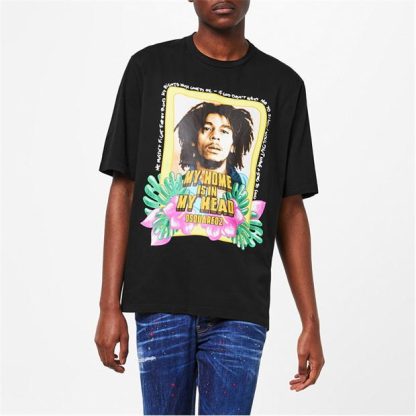 DSQUARED2 Graphic Home Head Print T Shirt Men Regular Fit T-Shirts Black 900 for sale