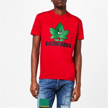 DSQUARED2 Graphic Weed T-Shirt Men Red 312W  for sale