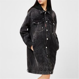 DSQUARED2 Hooded Denim Coat Women Black 978  for sale