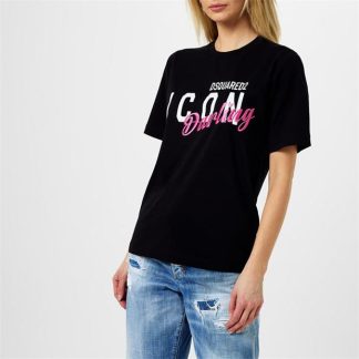 DSQUARED2 Icon Darling Easy Fit Tee Women Black  for sale