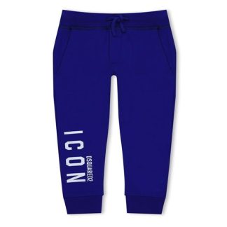 DSQUARED2 Icon Drawstring Jersey Track Pants Babies Kids Closed Hem Fleece Jogging Bottoms Blue DQ861 for sale