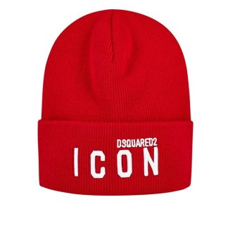 DSQUARED2 Icon Embroidered Beanie Unisex Beanies Red M818 for sale