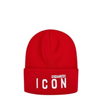 DSQUARED2 Icon Logo Embroidered Beanie Women Red M818  for sale