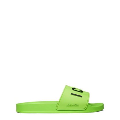 DSQUARED2 Icon Logo Sliders Men Pool Shoes Green for sale