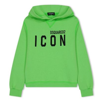 DSQUARED2 Icon Over The Head Hoodie Juniors Kids OTH Hoodies Green DQ511 for sale