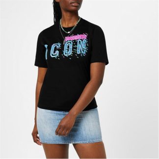 DSQUARED2 Icon Pixelated T Shirt Women Black  for sale