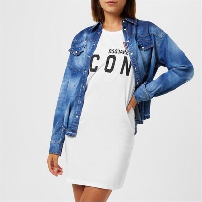 DSQUARED2 Icon Renny Dress Women Jersey Dresses White 989 for sale