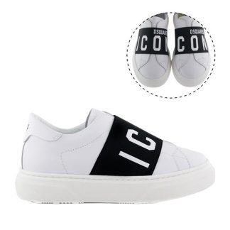 DSQUARED2 Icon Slip On Trainers Juniors Kids Slip On Trainers Wht/Blk VAR 1 for sale