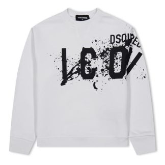 DSQUARED2 Icon Sweatshirt Juniors Kids Crew Sweaters White DQ100 for sale