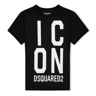 DSQUARED2 Icon T-Shirt Boys Kids Regular Fit T-Shirts Black DQ900 for sale