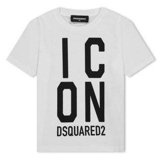 DSQUARED2 Icon T-Shirt Boys Kids Regular Fit T-Shirts White DQ100 for sale