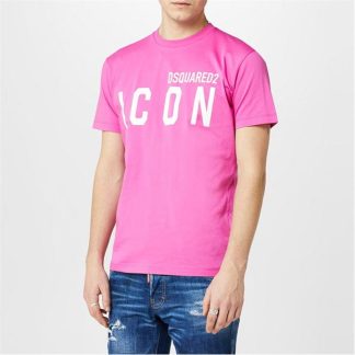 DSQUARED2 Icon T-Shirt Men Regular Fit T-Shirts Fuxia for sale