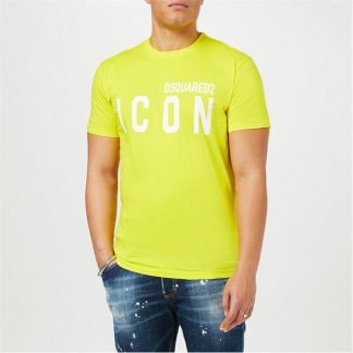 DSQUARED2 Icon T-Shirt Men Regular Fit T-Shirts Yellow 171 for sale