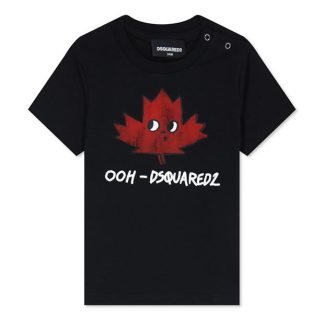 DSQUARED2 Leaf Logo T Shirt Infants Kids Black Dq900  for sale