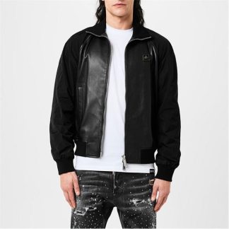 DSQUARED2 Leather Bomber Jacket Men Black  for sale