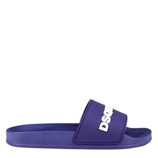 DSQUARED2 Logo 2.0 Sliders Men Pool Shoes Blue 3085 for sale