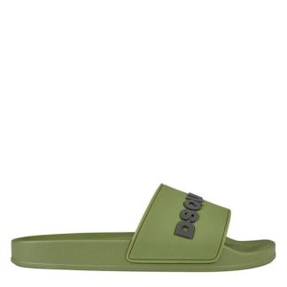 DSQUARED2 Logo 2.0 Sliders Men Pool Shoes Green M1845 for sale