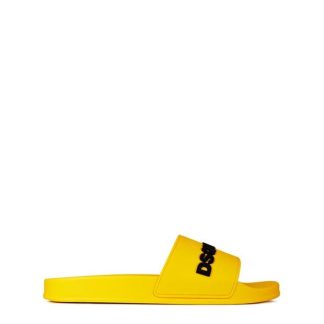 DSQUARED2 Logo 2.0 Sliders Men Pool Shoes Yellow 7047 for sale