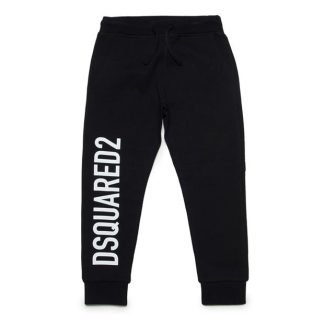 DSQUARED2 Logo Jogging Bottoms Boys Kids Closed Hem Fleece Jogging Bottoms Black DQ900 for sale