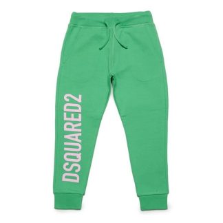 DSQUARED2 Logo Jogging Bottoms Boys Kids Closed Hem Fleece Jogging Bottoms Green DQ528 for sale