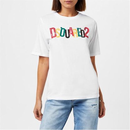 DSQUARED2 Logo-Print T-Shirt Women White 100  for sale