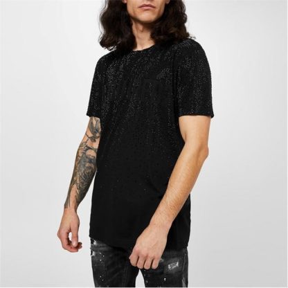 DSQUARED2 Logo Sparkle T Shirt Men Black 900  for sale