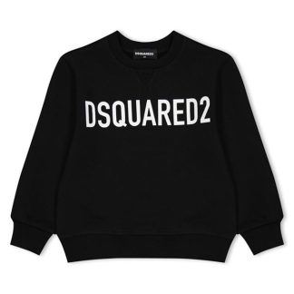 DSQUARED2 Logo Sweatshirt Boys Kids Crew Sweaters Black DQ900 for sale