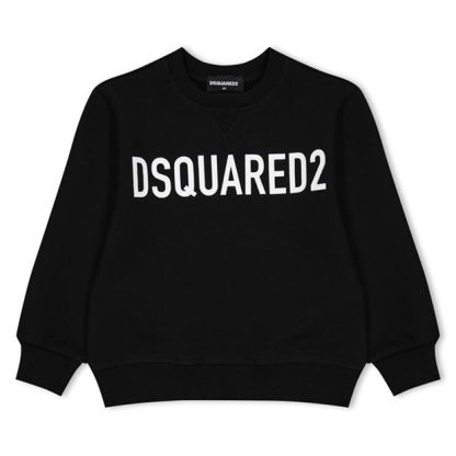 DSQUARED2 Logo Sweatshirt Boys Kids Crew Sweaters Black DQ900 for sale