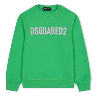 DSQUARED2 Logo Sweatshirt Boys Kids Crew Sweaters Green DQ528 for sale